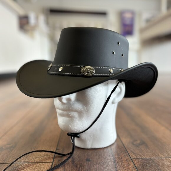 Water Resistant Leather Cowboy/ Cowgirl Western Hat. Matt Finish real Leather main image 7